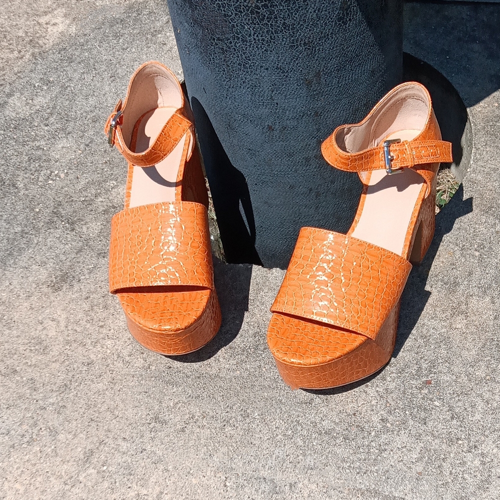 Urban Outfitters Orange Platform Sandals